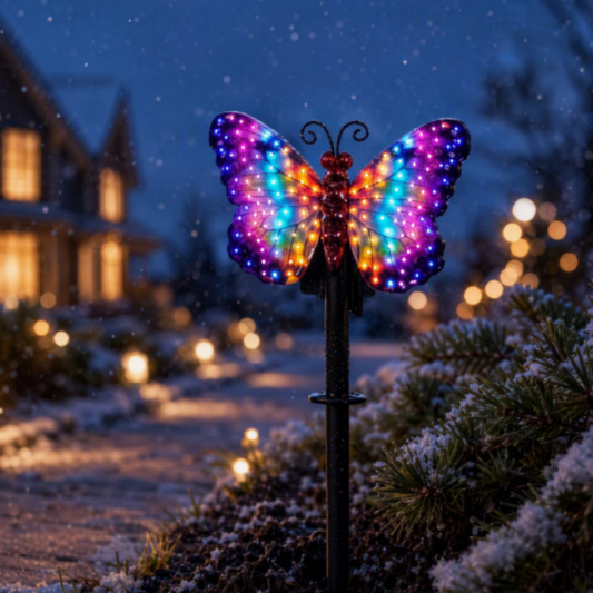Multicolor Solar Powered LED Butterfly Stake Light - Garden Yard Patio Pathway Outdoor Landscape Decor