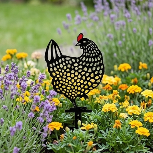 Chicken Family Garden Silhouette Yard Stake