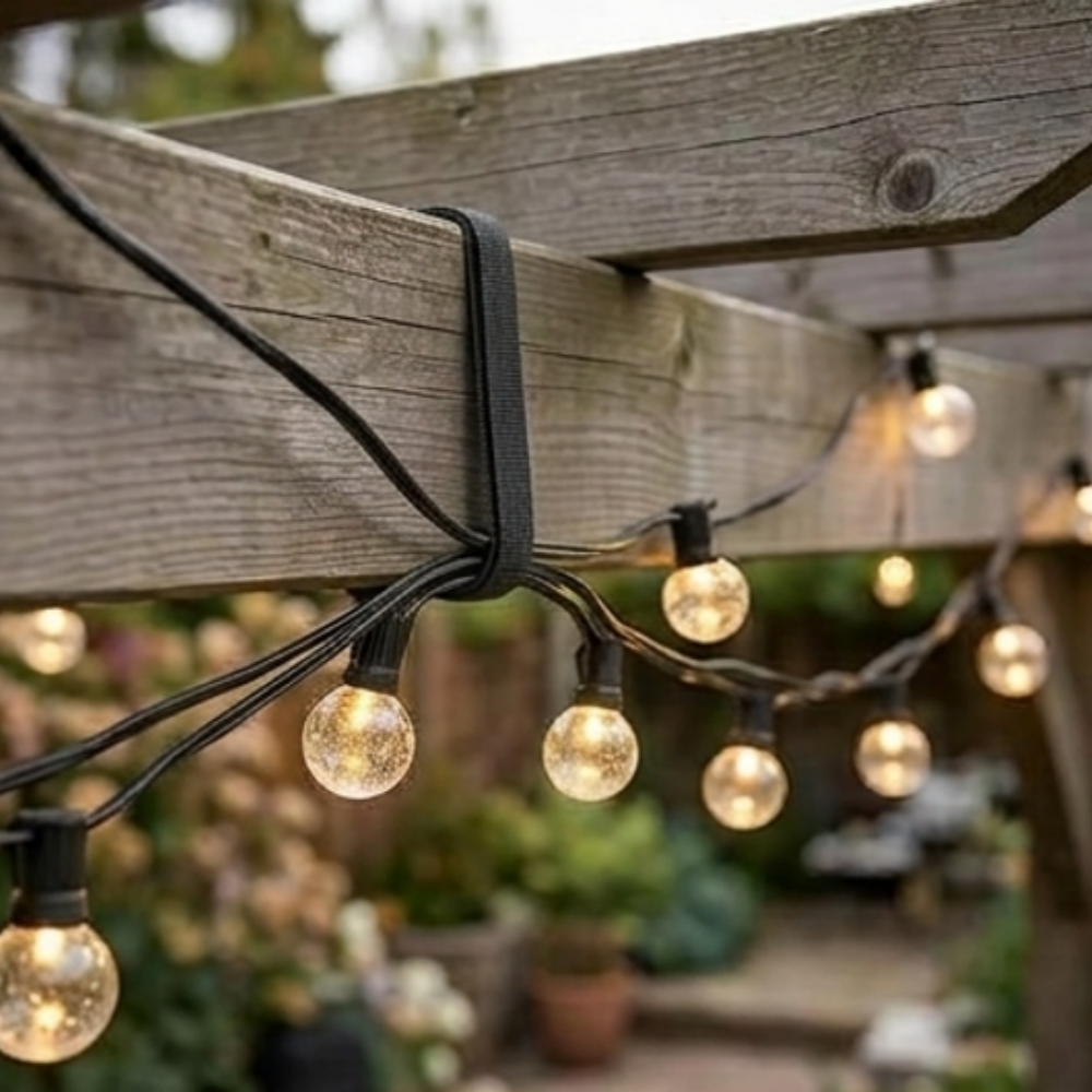 Reusable Hook and Loop Cable Strap - 9.84 ft, Outdoor String Lights Securing Cable Management Organizer