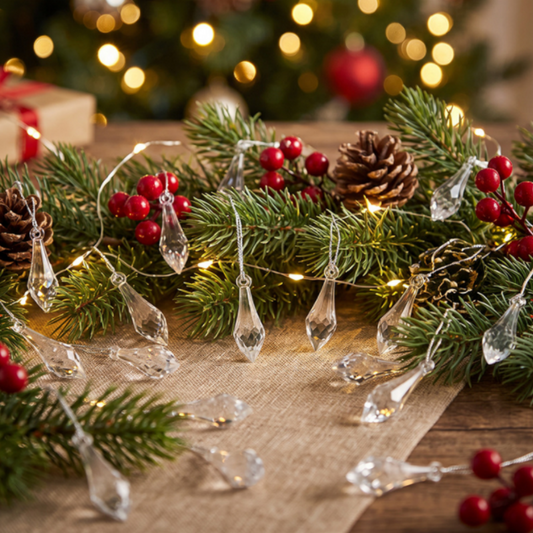 Christmas Teardrop Icicle Hanging Ornaments - 48 Pack, Xmas Tree Holiday Party Home Decorations