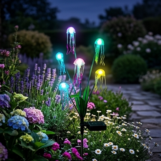 Multicolor Solar Powered Jellyfish LED Garden Stake Light -  Waterproof Outdoor Yard Patio Flower Bed Pathway Decor