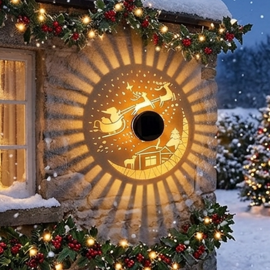 Solar Powered Christmas Pattern Projection Wall Light - Patio Garden Yard Holiday Festive Decor