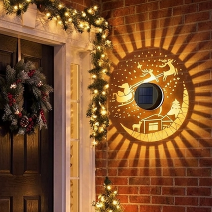 Solar Powered Christmas Pattern Projection Wall Light - Patio Garden Yard Holiday Festive Decor