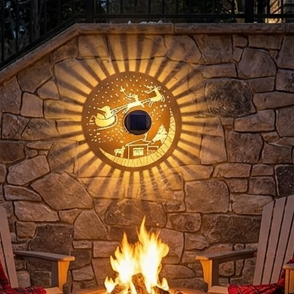 Solar Powered Christmas Pattern Projection Wall Light - Patio Garden Yard Holiday Festive Decor