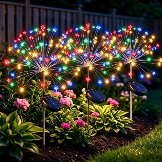 Multicolor Solar Powered Star Firework Garden Stake Light - Yard Patio Lawn Holiday Outdoor Decor