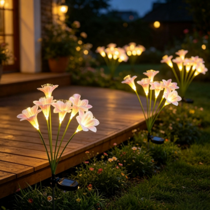 Solar Powered Lily Flower Garden Stake Light - Outdoor Pathway Yard Lawn Patio Flower Bed Decor