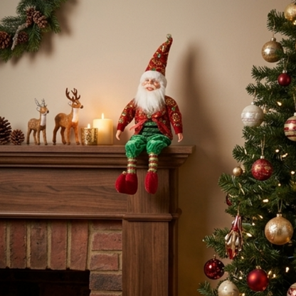 Handmade Christmas Elf Decoration - Tabletop Holiday Home Mantel Shelf Decor