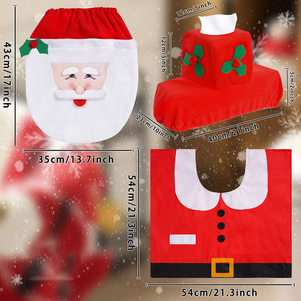 Set of 3 Christmas Santa Bathroom Toilet Decor-Next Deal Shop-Next Deal Shop
