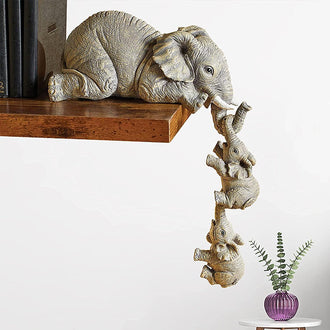 Set of 3 Resin Elephant Family Figurine