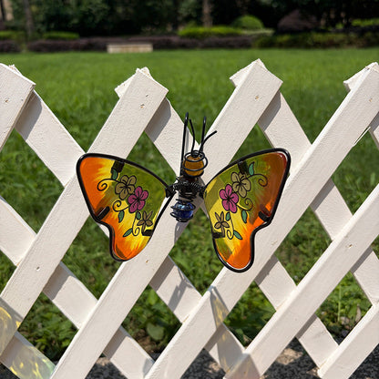 Set of 3 Stained Glass Metal Butterfly Pot Hugger Garden Decor-View 3-Next Deal Shop