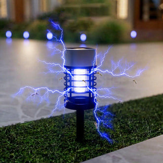Solar Powered 2 in 1 LED Mosquito Zapper Light -  Waterproof Outdoor Patio Garden Lighting