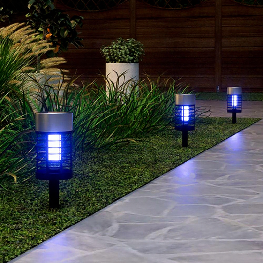 Solar Powered 2 in 1 LED Mosquito Zapper Light -  Waterproof Outdoor Patio Garden Lighting