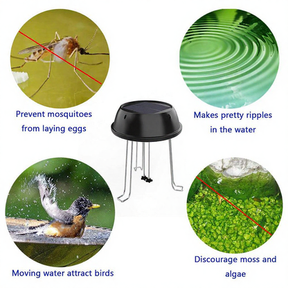 Solar Powered Bird Bath Water Wiggler - Weatherproof Outdoor Backyard Garden Bird Attracting Accessory