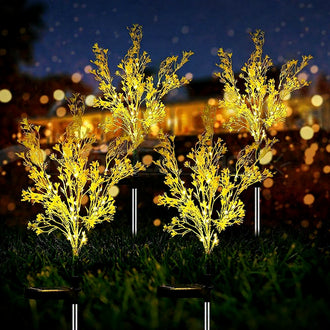 Solar Powered Canola Flower LED Stake Light - 2 Pack, Weatherproof Outdoor Lawn Pathway Garden Lighting