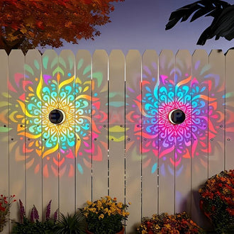Solar Powered Color Changing Mandala Pattern Wall Light