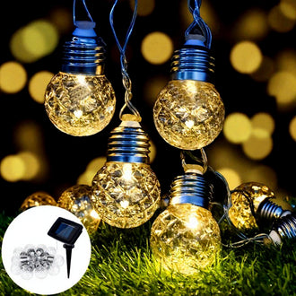 Solar Powered Crystal Globe Warm White LED String Lights - 12.5 ft, 10 LED, Outdoor Home Holiday Garden Party Decor Lighting