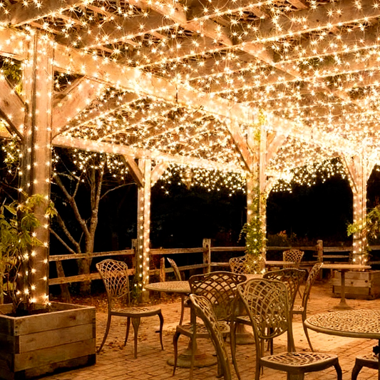 Solar Powered Warm White Fairy LED String Lights - 200 LED, Weatherproof Outdoor Holiday Garden Party Decor Lighting