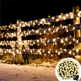 Solar Powered Warm White Fairy LED String Lights - 200 LED, Weatherproof Outdoor Holiday Garden Party Decor Lighting