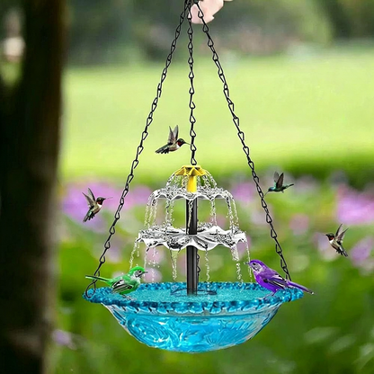 Solar Powered Hanging Cascade Bird Bath Fountain - 9.5-Inch, Garden Patio Decor-View 1-Next Deal Shop