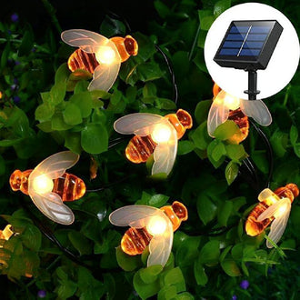 Solar‑Powered LED Bee String Lights - Home Yard Garden Patio Outdoor Decor Lighting