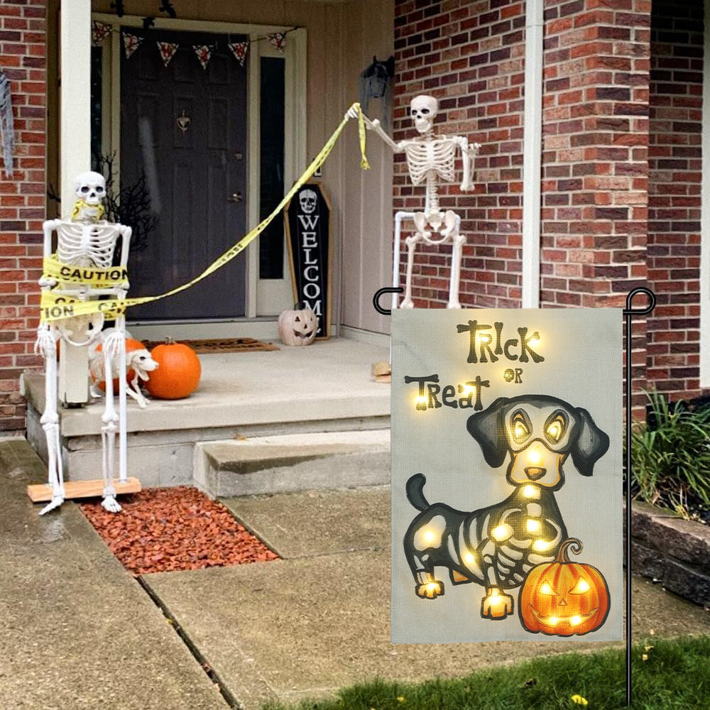 Solar Powered Led Pumpkin Puppy Garden Flag-Next Deal Shop-Next Deal Shop