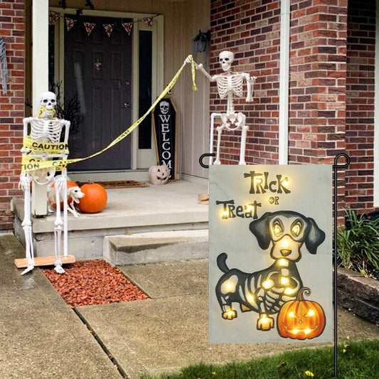 Solar Powered Led Pumpkin Puppy Garden Flag-Next Deal Shop-Next Deal Shop