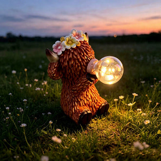 Solar Powered Light Up Resin Bubble Blowing Highland  -   Garden Statue Lawn & Patio Outdoor Decor