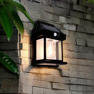 Solar Powered Motion Sensor LED Wall Light - Weatherproof Outdoor Patio Exterior Lighting