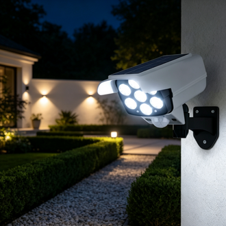 Solar Powered Motion Sensor Security Camera Style LED Wall Light - Waterproof Outdoor Wall Lamp for Patio Garden Yard Home Decor Lighting