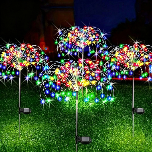 Solar Powered Multicolor LED Firework Stake Light - Waterproof Lawn Walkway Lighting-View 1-Next Deal Shop