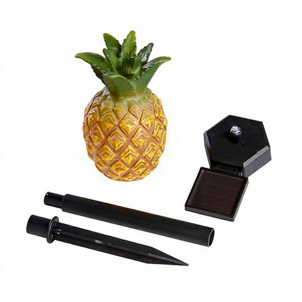Solar Powered Pineapple Warm White LED Stake Light -  Weatherproof Outdoor Lawn Pathway Garden Lighting