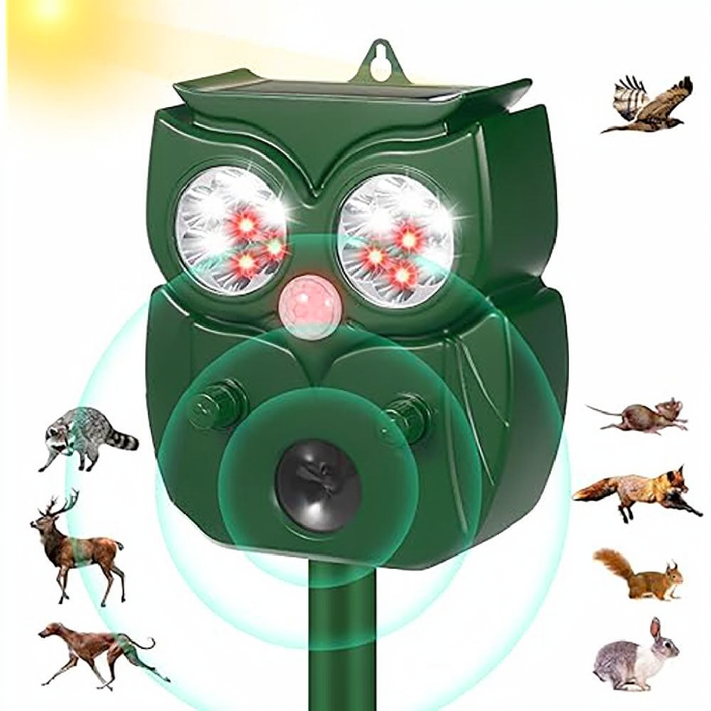 Solar Powered Ultrasonic Animal Repeller - Weatherproof Yard Garden Outdoor Pest Animal Deterrent