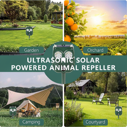 Solar Powered Ultrasonic Animal Repeller - Weatherproof Yard Garden Outdoor Pest Animal Deterrent