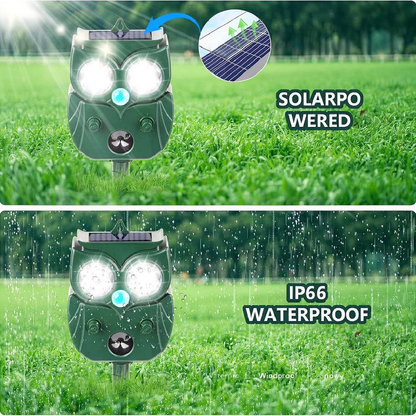 Solar Powered Ultrasonic Animal Repeller - Weatherproof Yard Garden Outdoor Pest Animal Deterrent