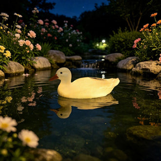 Solar Powered Warm LED Floating Duck Pond Lights - Waterproof Pool & Pond Lighting