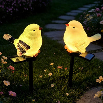 Solar Powered Warm White LED Bird Figurine Garden Stake Light - Weatherproof Lawn & Pathway Lighting