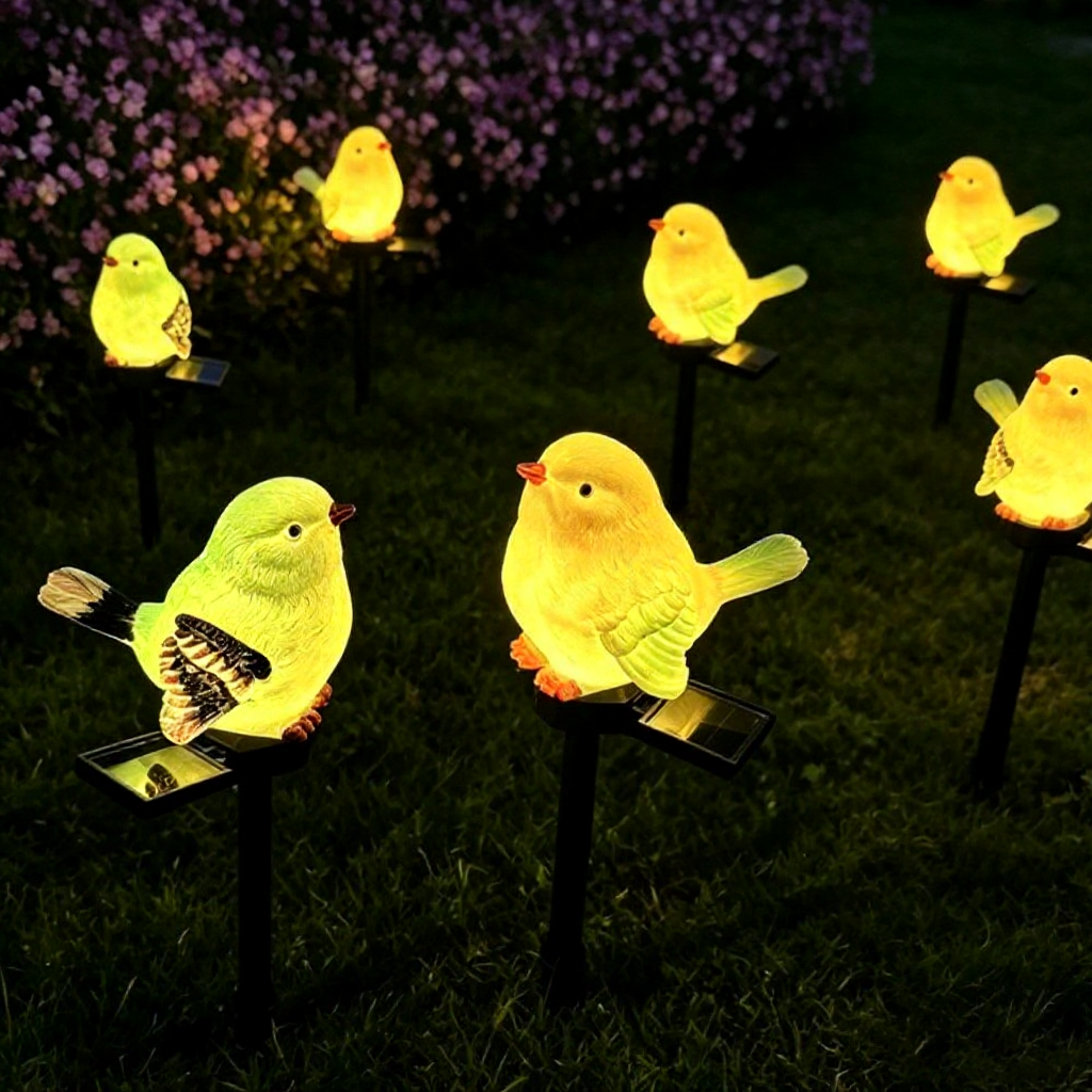 Solar Powered Warm White LED Bird Figurine Garden Stake Light - Weatherproof Lawn & Pathway Lighting