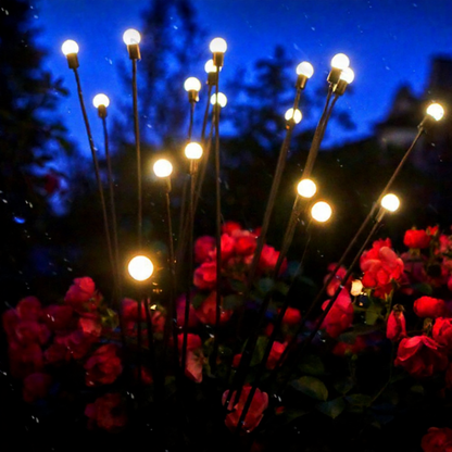 Solar Powered Warm White LED Firefly Stake Light - 2 Pack, Weatherproof Outdoor Lawn Pathway Garden Lighting