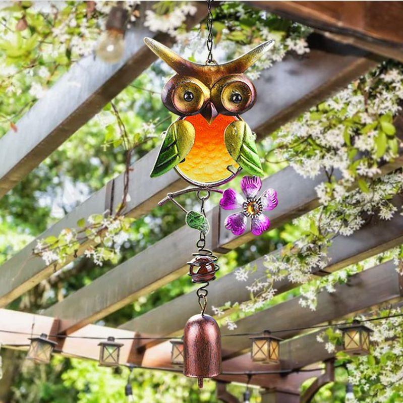 Stained Glass & Iron Owl Garden Wind Chime-Next Deal Shop-Next Deal Shop