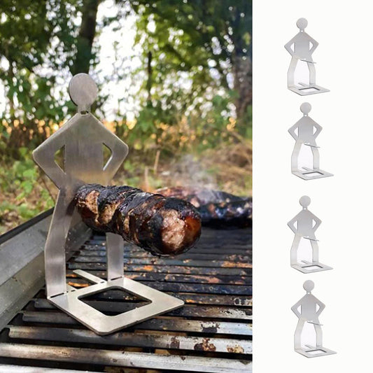 4 Pack - Funny Stainless Steel BBQ Sausage Holder - Backyard Grill Outdoor Barbecue Accessory