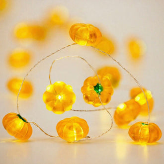 USB Powered Charming 3D Pumpkin Warm White LED String Lights - 6.56 ft, 20 LED, Fall Halloween Home Garden Decor Lighting