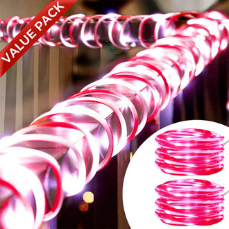 USB Powered Festive Candy Cane LED Rope String Lights - 2 Pack, 16.4 Ft, Christmas Holiday Decor Lighting