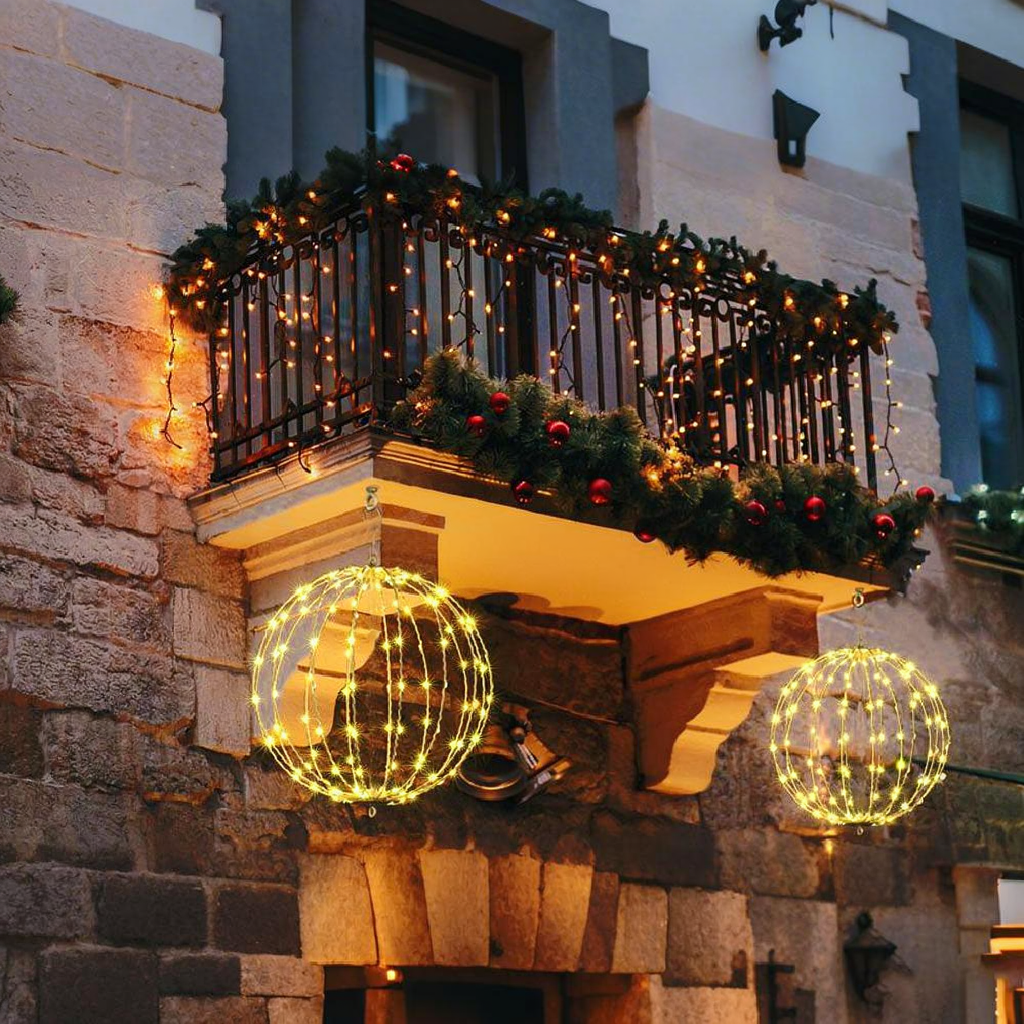 USB Powered Warm White LED Christmas Ball Light - 11.8-Inch, Home Yard Garden Holiday Party Festival Decor Lighting