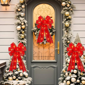 2 Pcs - LED Light Up Christmas Ribbon Bow Decor