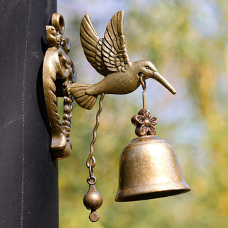 Vintage Metal Hummingbird Doorbell  -  Porch Front Door Decor