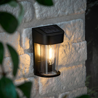 Vintage Solar Powered Filament Garden Patio Wall Lamp
