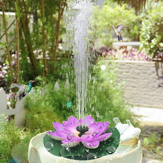 Water Lily Solar Powered Fountain Kit - Garden Pond Birdbath Outdoor Backyard Landscape Decor