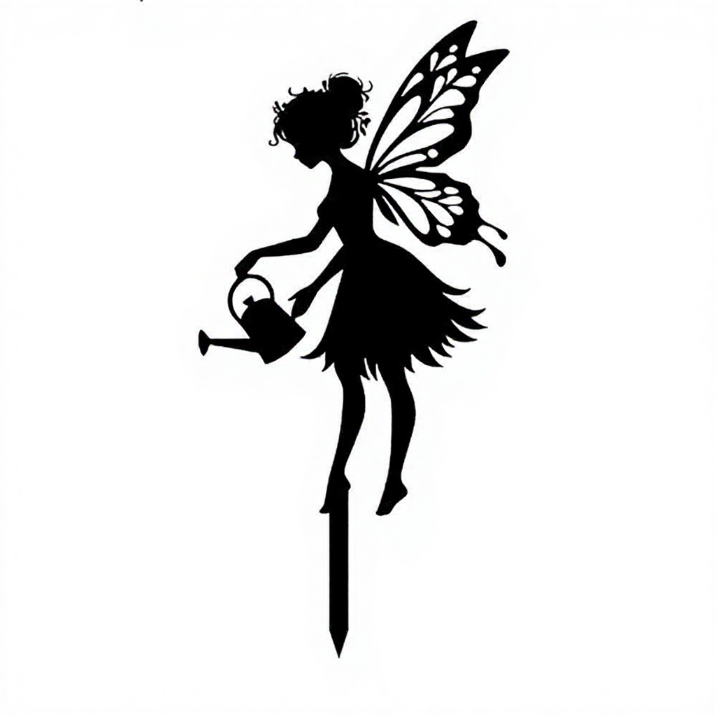 Whimsical Metal Fairy Silhouette Garden Stake - Outdoor Lawn Patio Yard Ornament