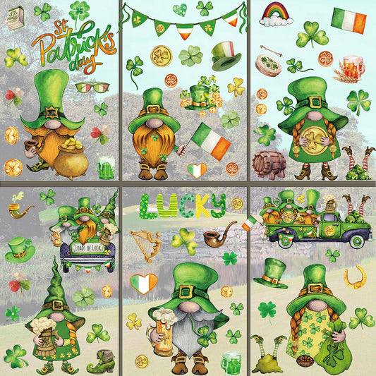 9 Sheets Adorable St. Patrick's Day Window Cling - Home Glass Holiday Decal