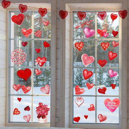 Romantic Heart Window Clings - Home Glass Window Valentine Wedding Decals